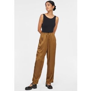 LACAUSA Vela Satin Drawstring Wide Legged Lounge Pants in Copper -Rare Color! -S